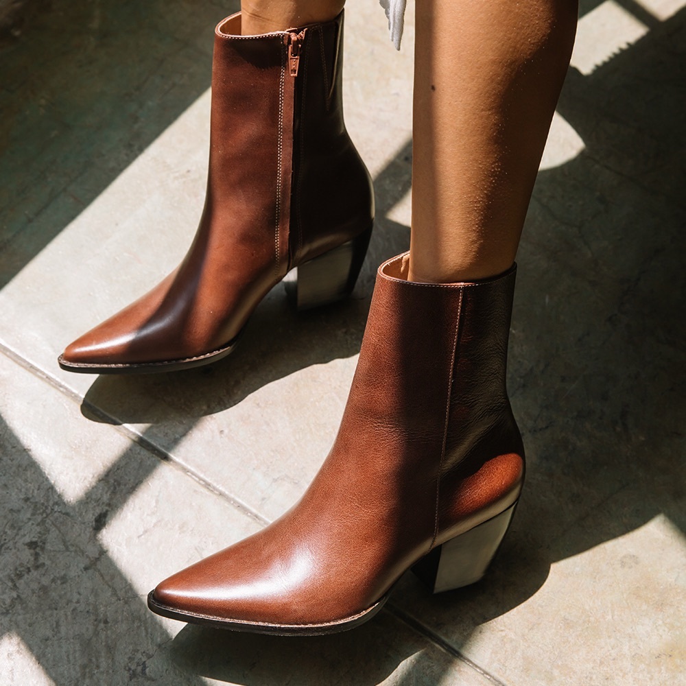 Chic Brown Leather Ankle Booties